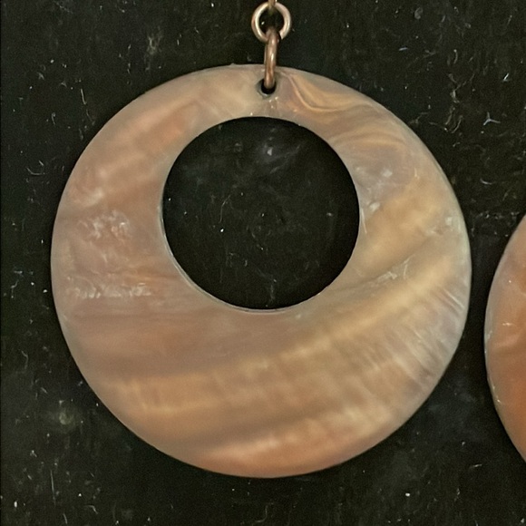 2.75” mixed metal open circle hoop dangle earrings on French wire - Picture 6 of 10